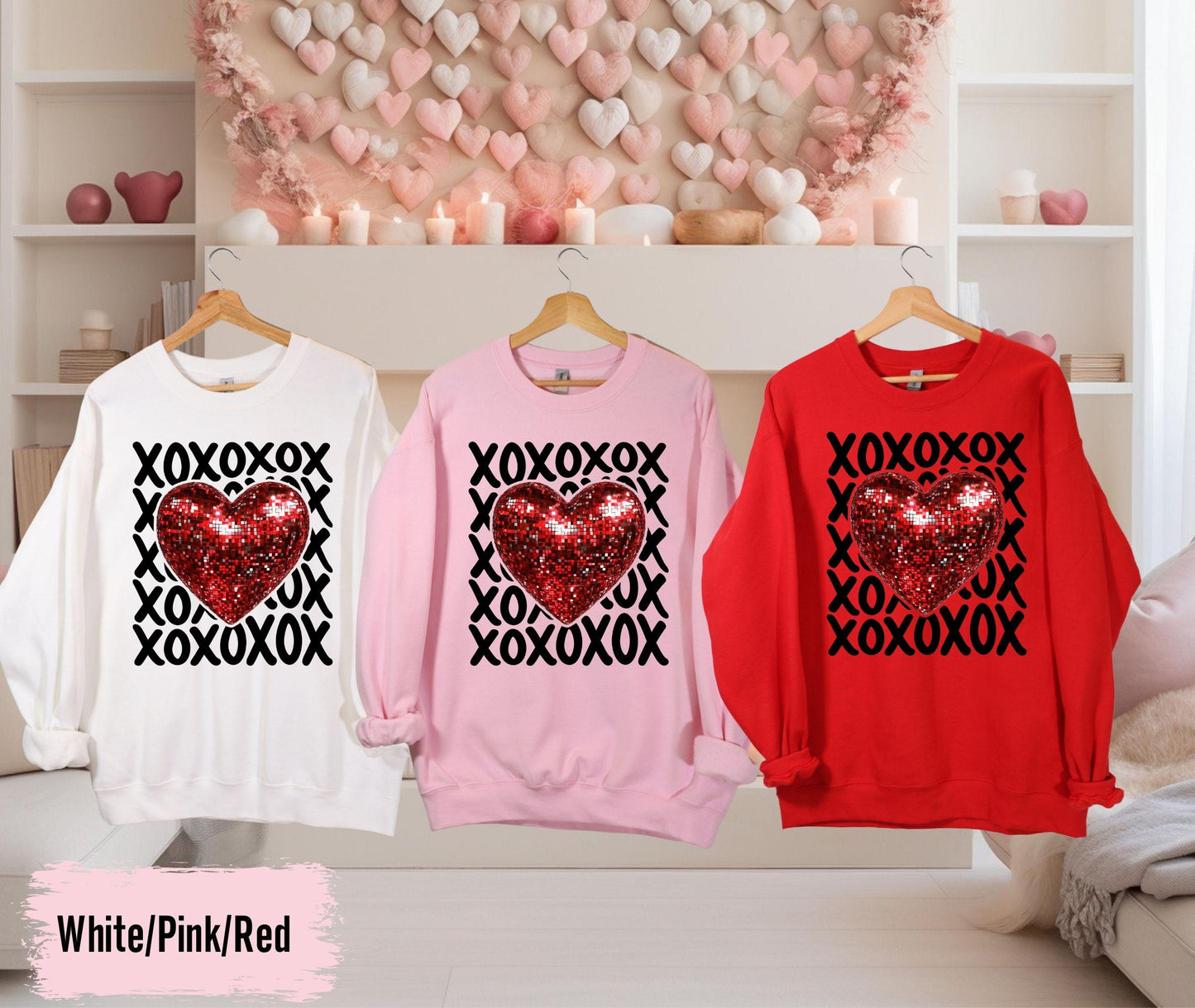 Faux Sequin Heart Valentine Sweater, Be Mine Sweatshirt, Conversation Hearts Shirt, XOXO Sweater, Valentines Day Shirt Gift For Her Love Tee