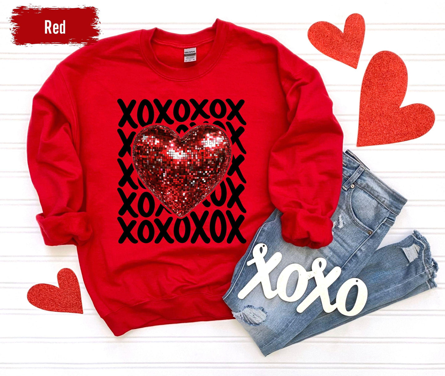 Faux Sequin Heart Valentine Sweater, Be Mine Sweatshirt, Conversation Hearts Shirt, XOXO Sweater, Valentines Day Shirt Gift For Her Love Tee