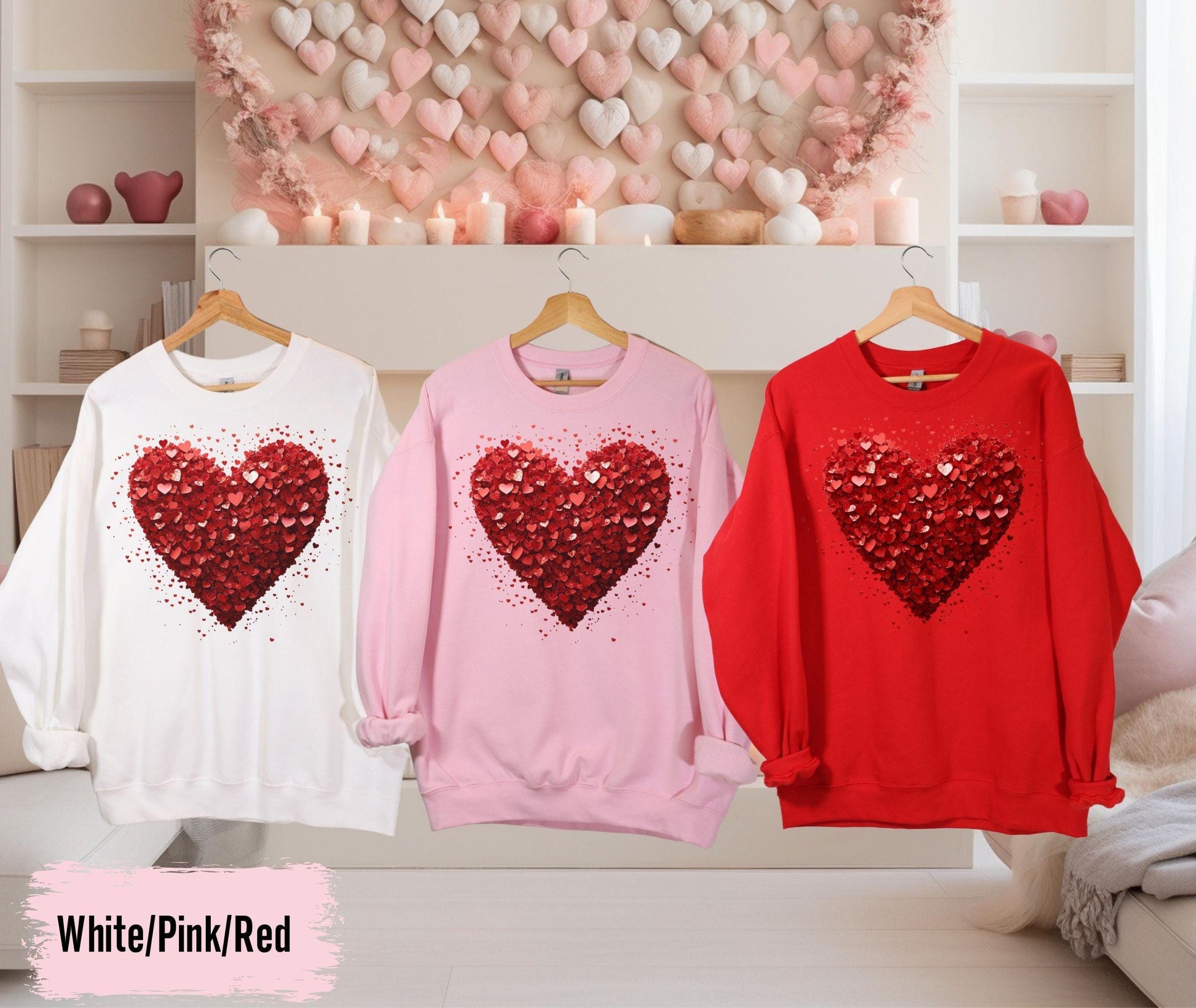 Valentines 3D Heart Sweatshirt, Womens Valentines Day shirt, Valentines Day Gift, Love Sweatshirt, Valentine Shirt for Women