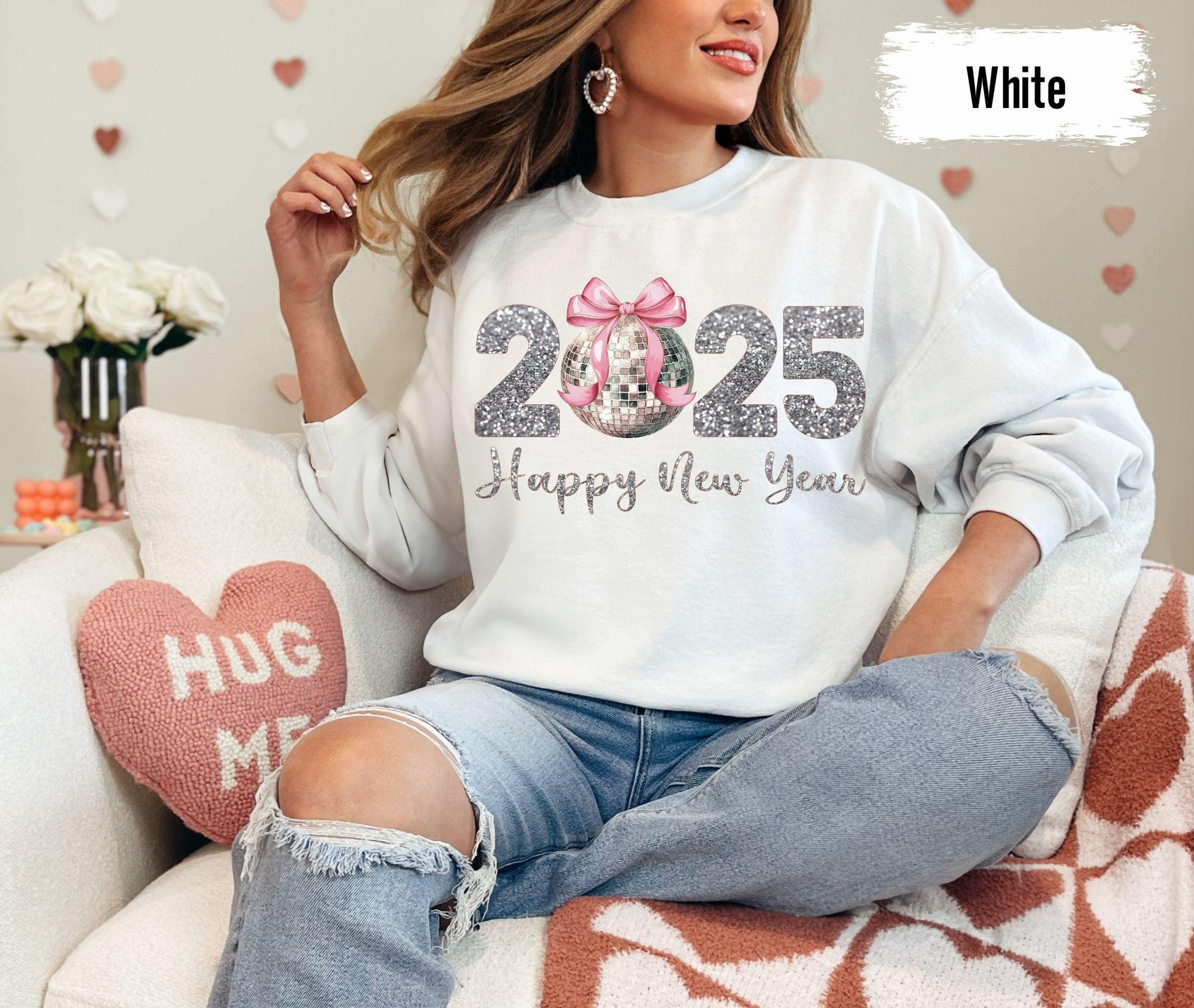 2025 Happy New Year Sweatshirt, Christmas Gift, New Year Squad Shirt, New Year Disco Ball Shirt, New Year Party Shirt, 2025 New Year Family