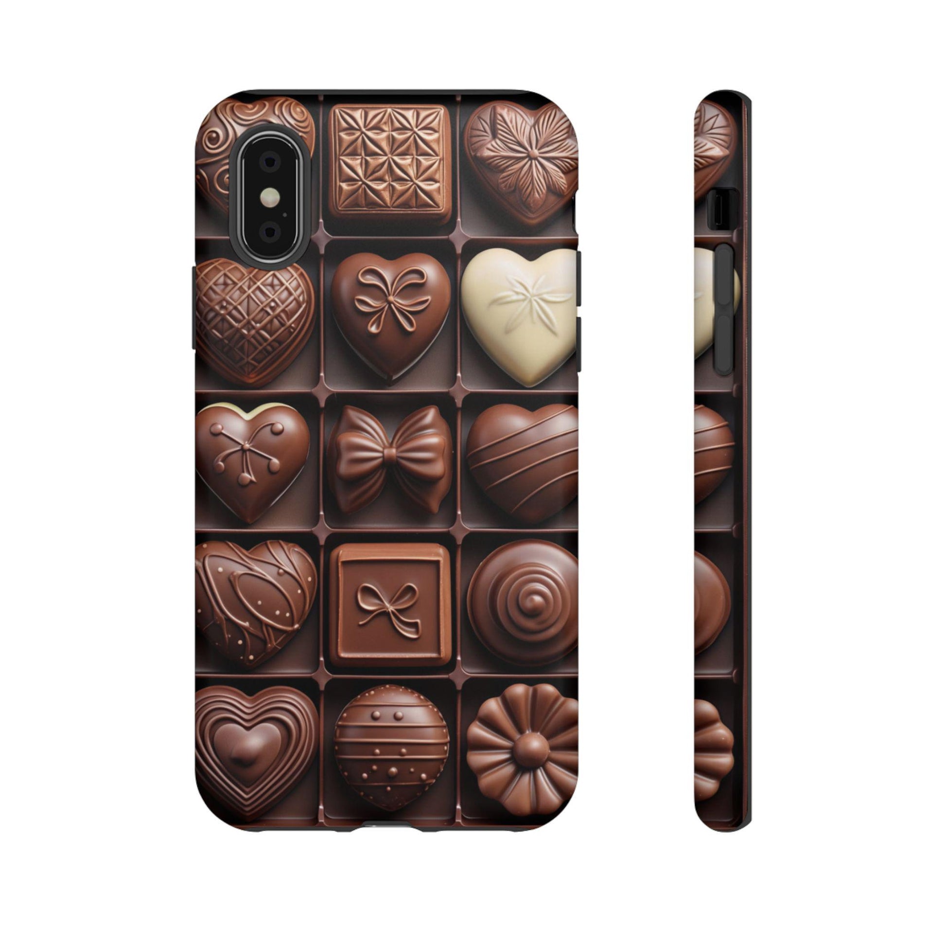 Valentines Day Box of Chocolates Design, Love Gift, Romantic Phone Cover, 3D Tough iPhone 16 15 14 13 Pro Max 12 Mini XR 7 8 SE Galaxy S24