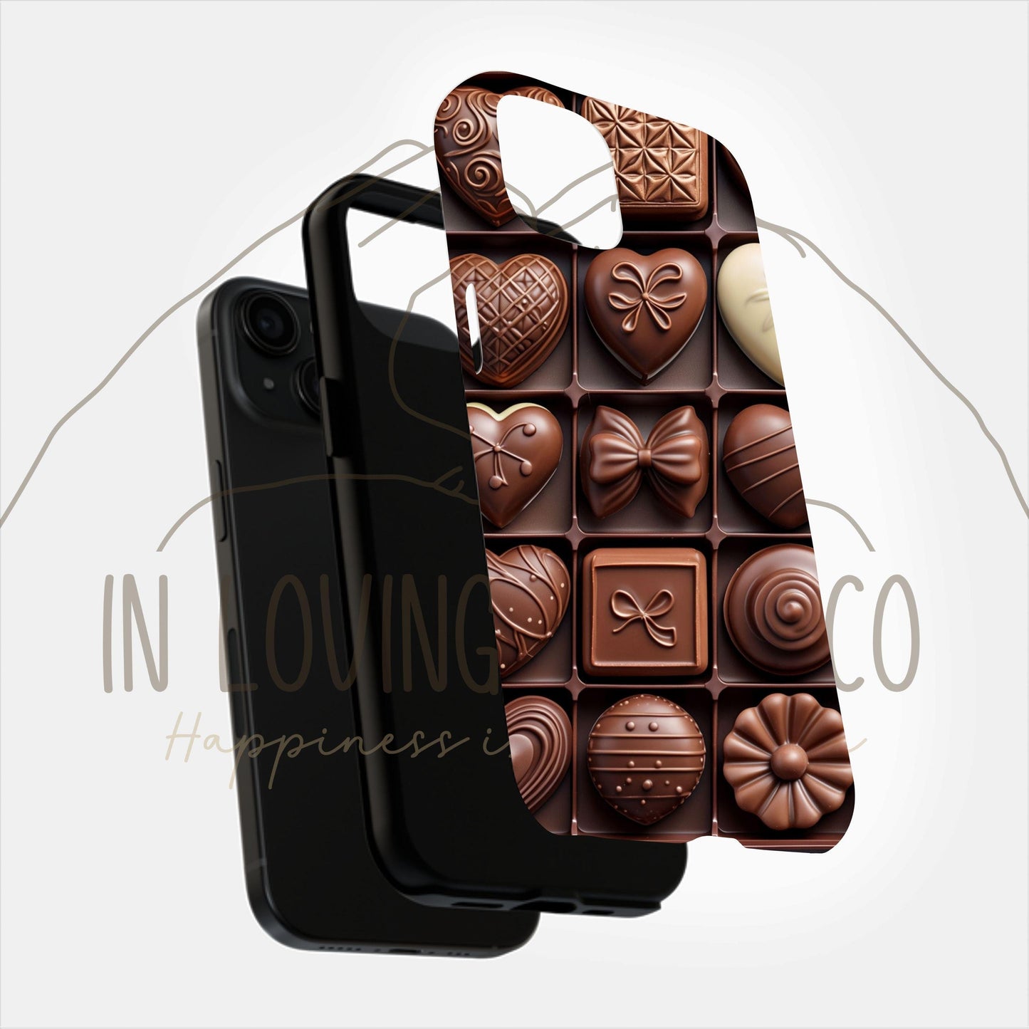 Valentines Day Box of Chocolates Design, Love Gift, Romantic Phone Cover, 3D Tough iPhone 16 15 14 13 Pro Max 12 Mini XR 7 8 SE Galaxy S24