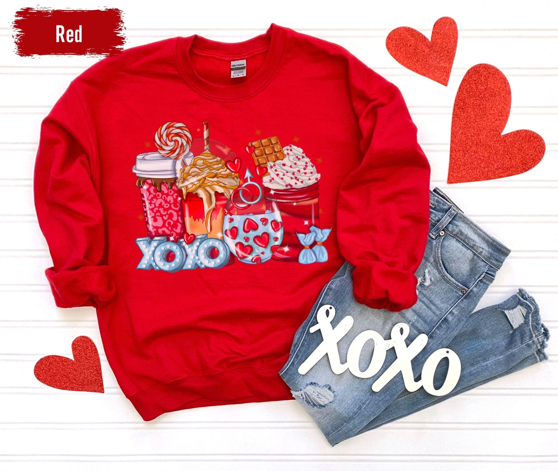 Womens Valentines Day Sweatshirt, Valentine Coffee Sweatshirt, Womens Valentines Day Sweater, Valentines Day Shirt, Valentines Sweater