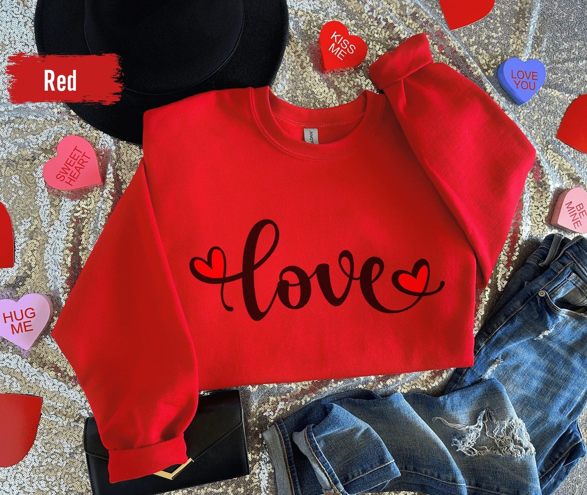 Love Sweatshirt, Heart Hoodie, Valentines Day Sweatshirt, Women's Sweatshirt, Couple Sweatshirt, Gift For Her, Love Tshirts Love You Gifts