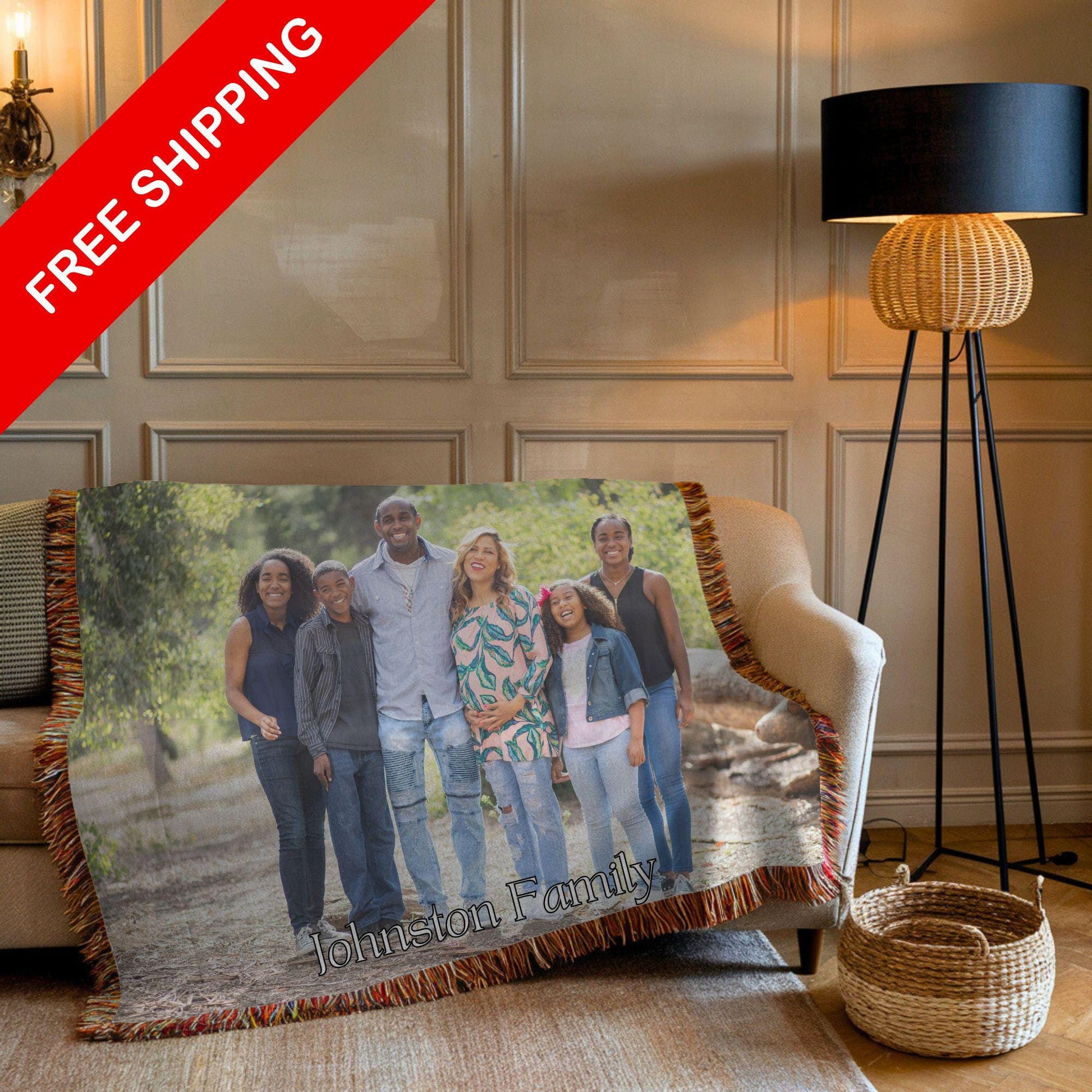 Personalized Photo Woven Cotton Throw-Made in The USA, Picture Blanket, Custom Photo Blanket, Custom Blanket with Picture, Photo Blanket