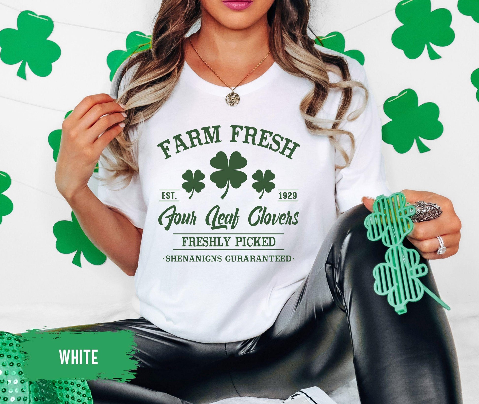 Farm Fresh Four Leaf Clovers Sweatshirt, St Patricks Day Sweater, St Paddys Day Shirt, Shamrock Tee, Saint Patrick's Day Gift, Irish Tshirt