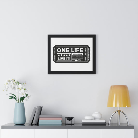 Framed One Life - Motivational & Inspirational Canvas Wall Art for Entrepreneurs, Decor Print for Office, Living Room, or Workspace