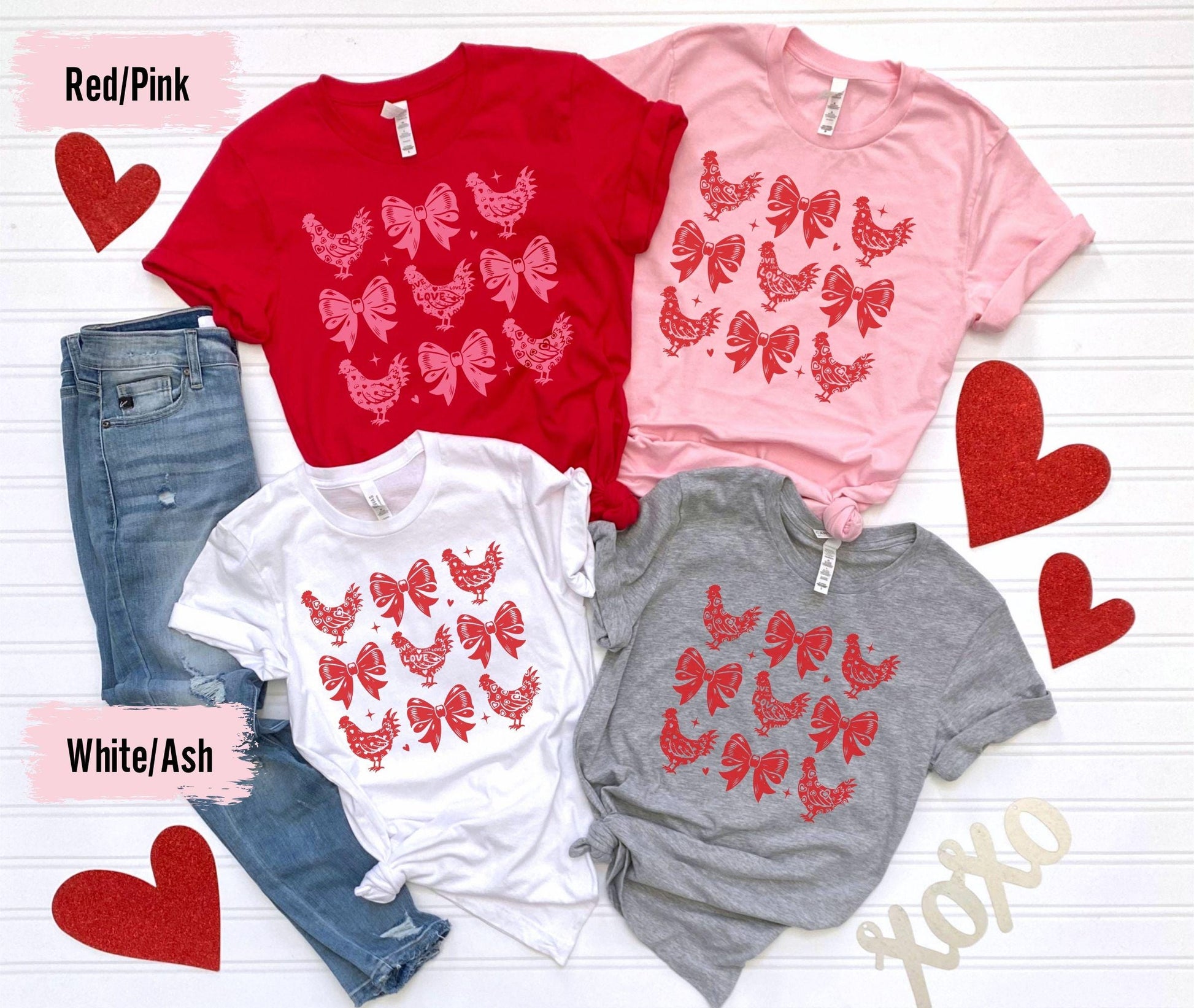 Coquette Valentines Day Farm Chickens Sweatshirt, Valentine Farm Sweater, Animal Lover Gift, Animal Valentines, Gift For Chicken Lover