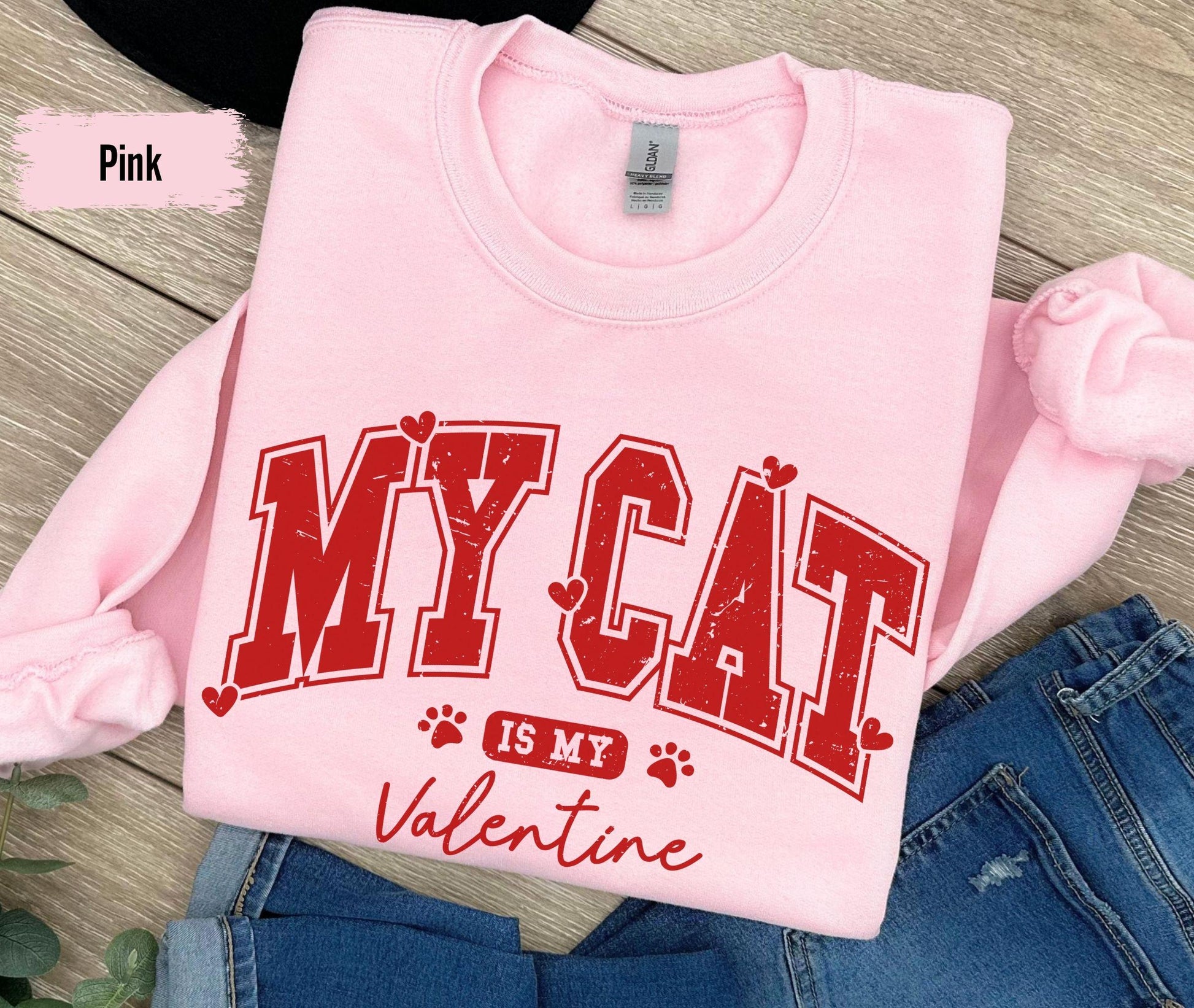 Cat Valenines Shirt, Valentines Day Sweatshirt, Cat Lover Shirt, Cat Heart Valentine Shirt, Valentines Day Gift, Cute Cat Valentine Shirt