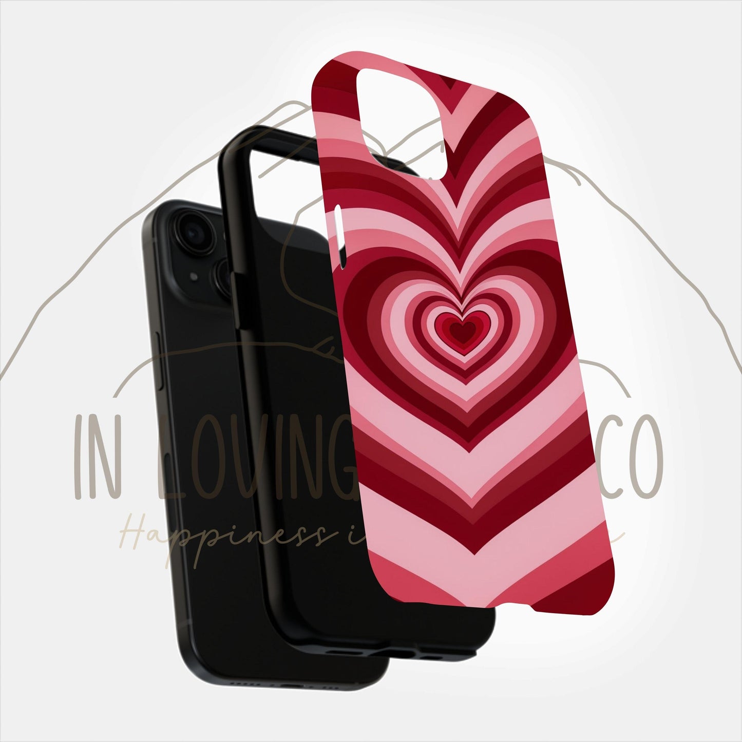 Psychedelic Heart Phone Case, Red Heart Phone Case, Love Phone Case, Gift for Valentine, Phone Case For iPhone 15 14 13 12 11 X XR 8 Pro