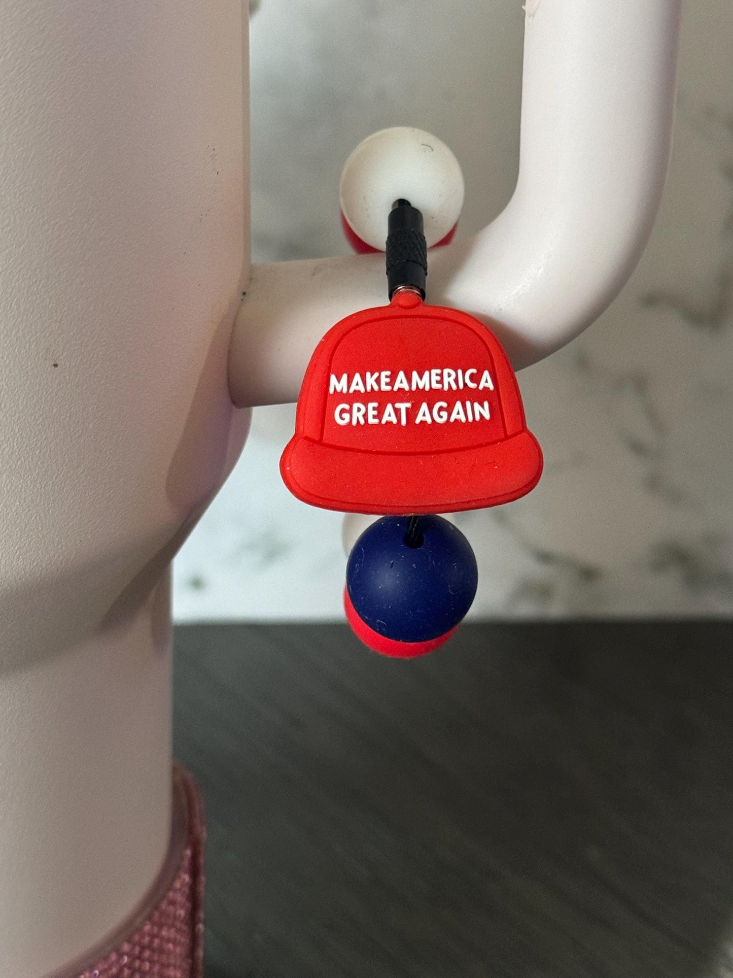 Patriotic MAGA Charm for 40 oz Cup Water Bottle Tumbler Handle Trump Make America Great Again Hat 2024 presidential Christmas