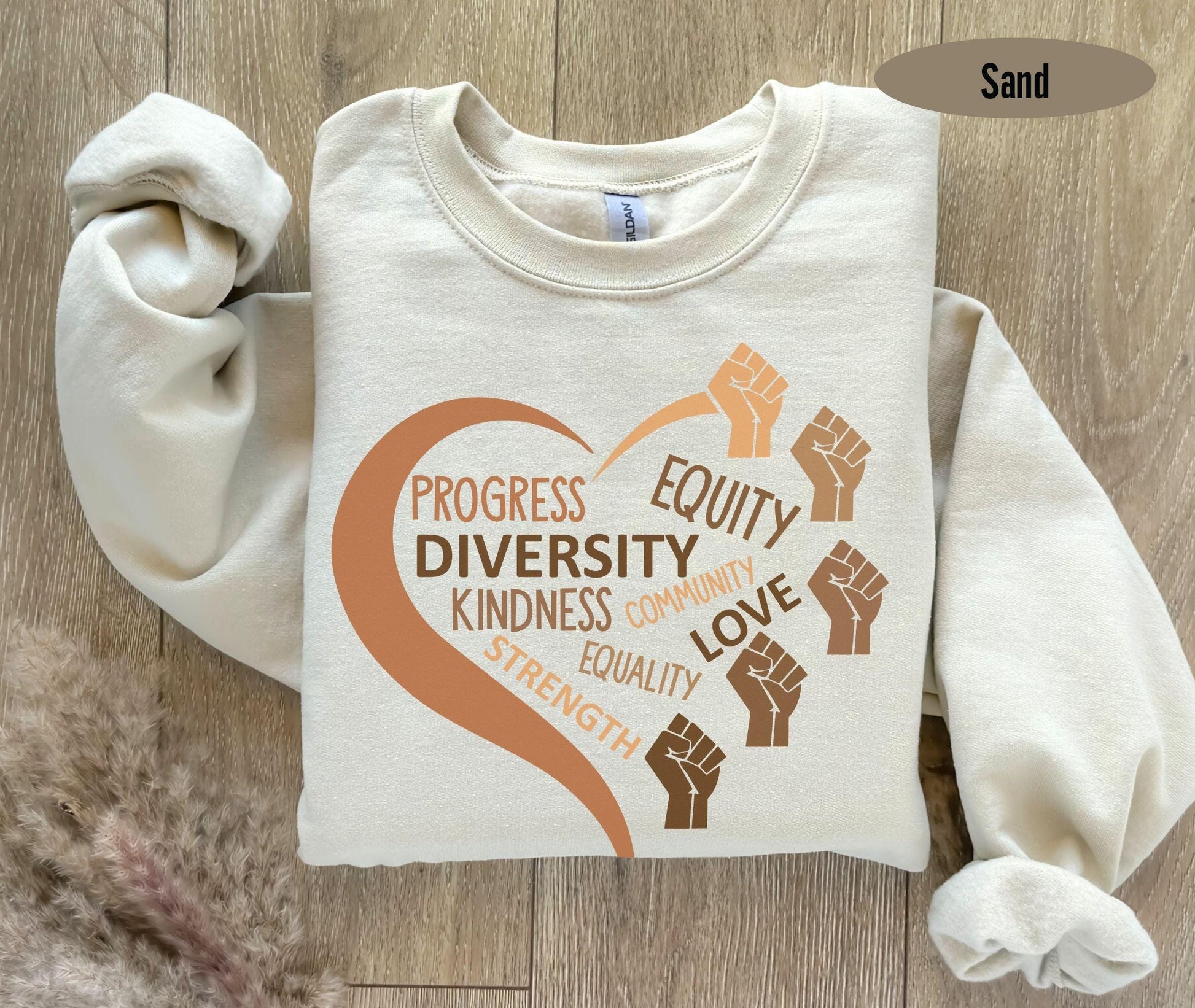 Black History Fists T-Shirt, Progress Diversity Equality Kindness Strength Community Love Equity Shirt, Melanin African Women Sweater