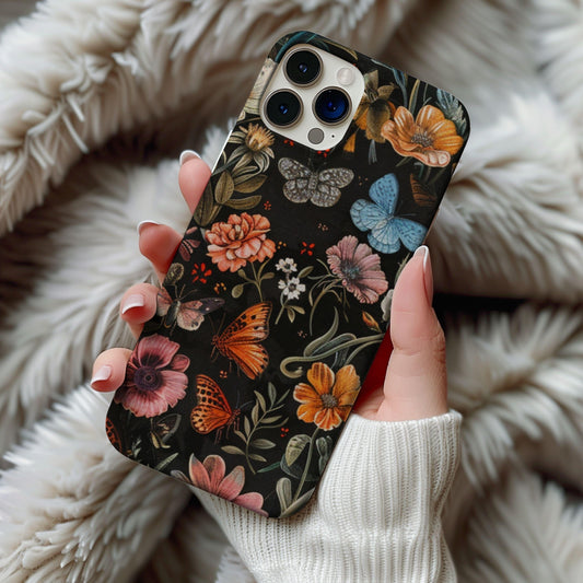 Aesthetic Butterflies & Wild Flower Phone Case For iPhone 16 15 14 13 Pro Max 12 Mini XR 7 8 SE Galaxy S24 Watercolor Floral Google Pixel