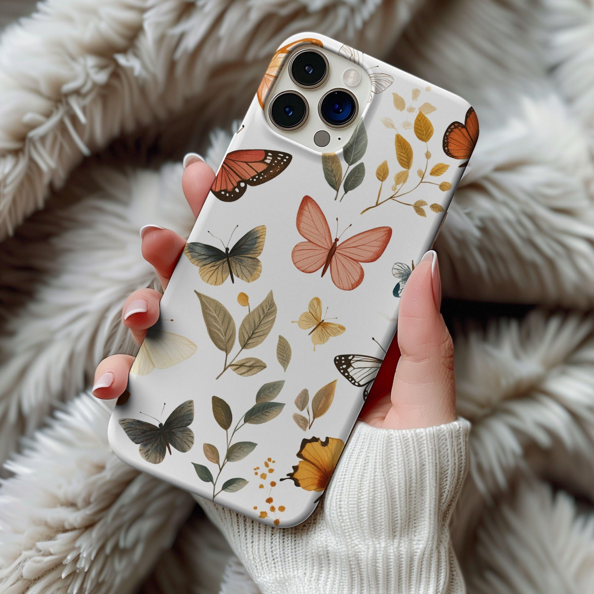 Butterflies & Flowers Phone Case, Black, Insects Phone Cover, Maximalist iPhone 15 14 Samsung Galaxy S24 S23 Tough Cases