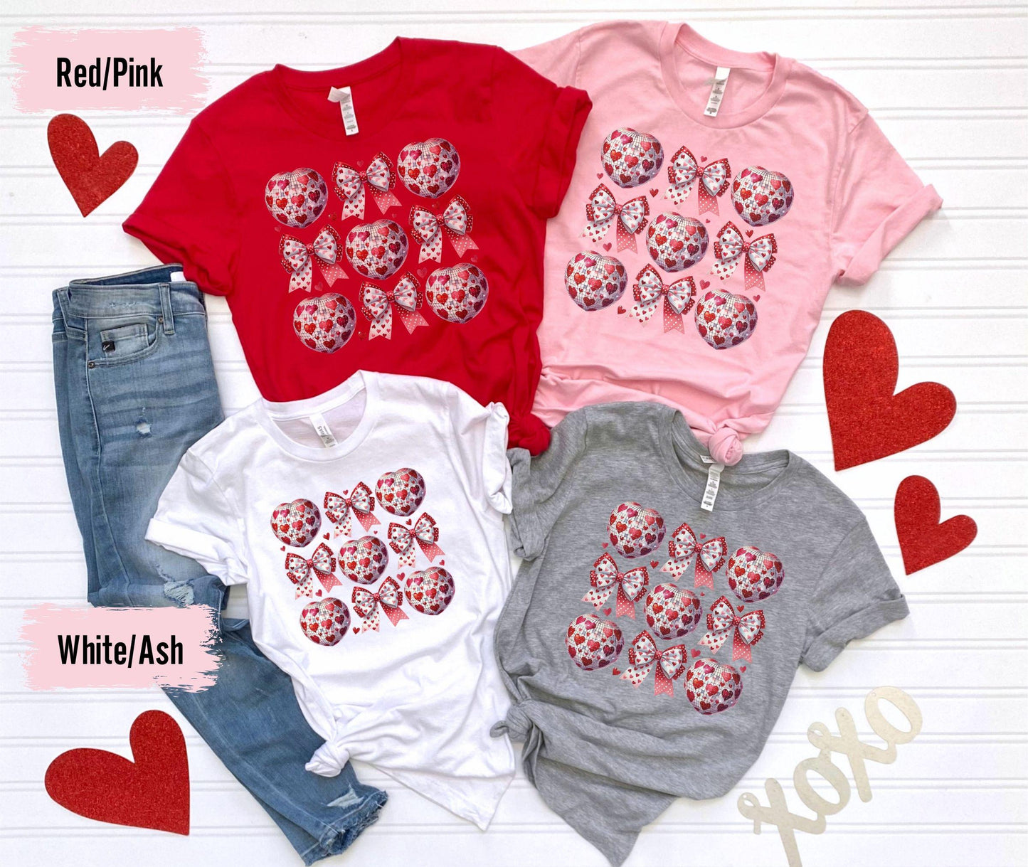 Coquette Valentine Heart Bow Sweatshirt, Retro Valentine Shirt, Valentines day Bow Shirt, Coquette Bow T Shirt, Bow Valentine Gifts