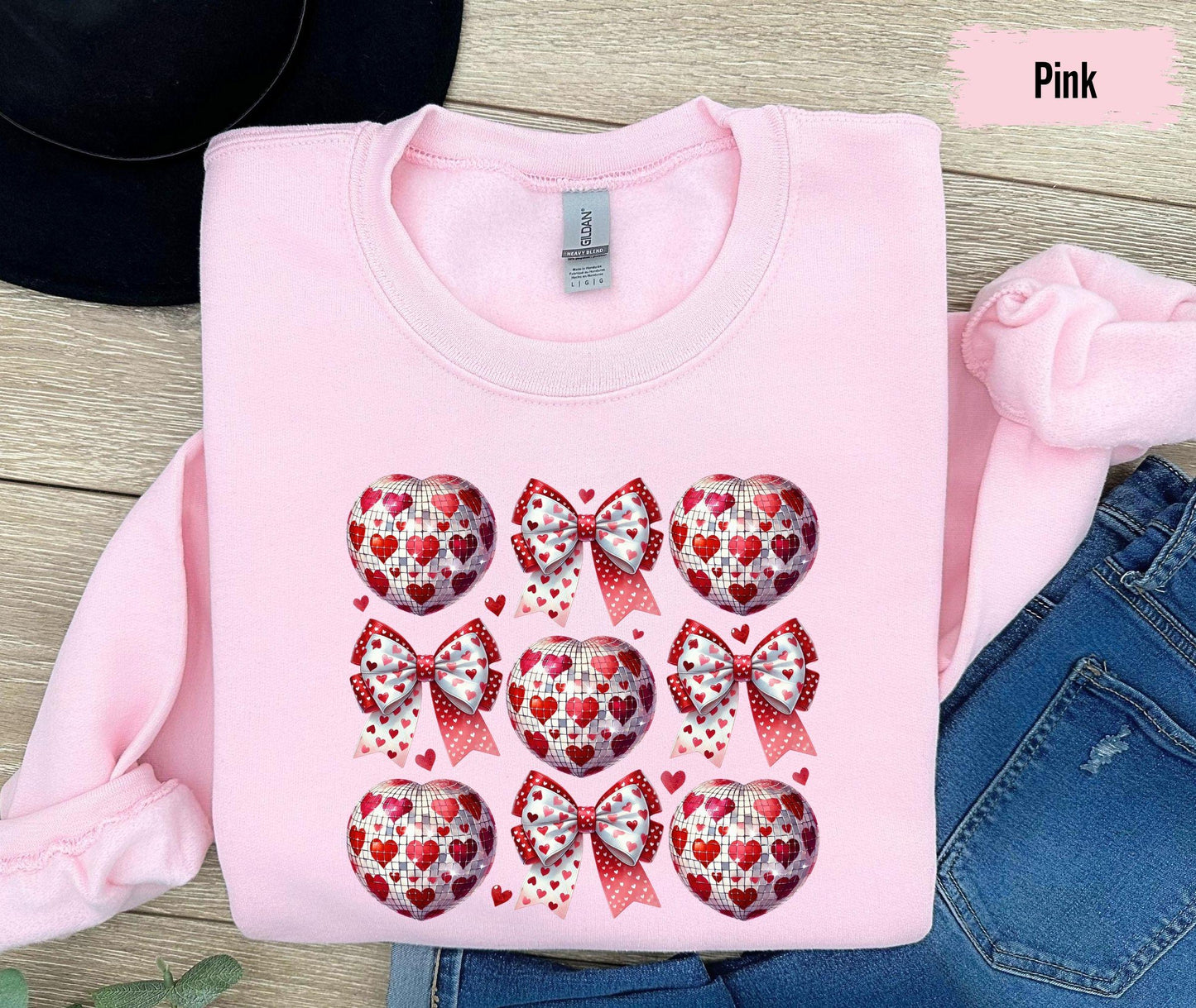 Coquette Valentine Heart Bow Sweatshirt, Retro Valentine Shirt, Valentines day Bow Shirt, Coquette Bow T Shirt, Bow Valentine Gifts