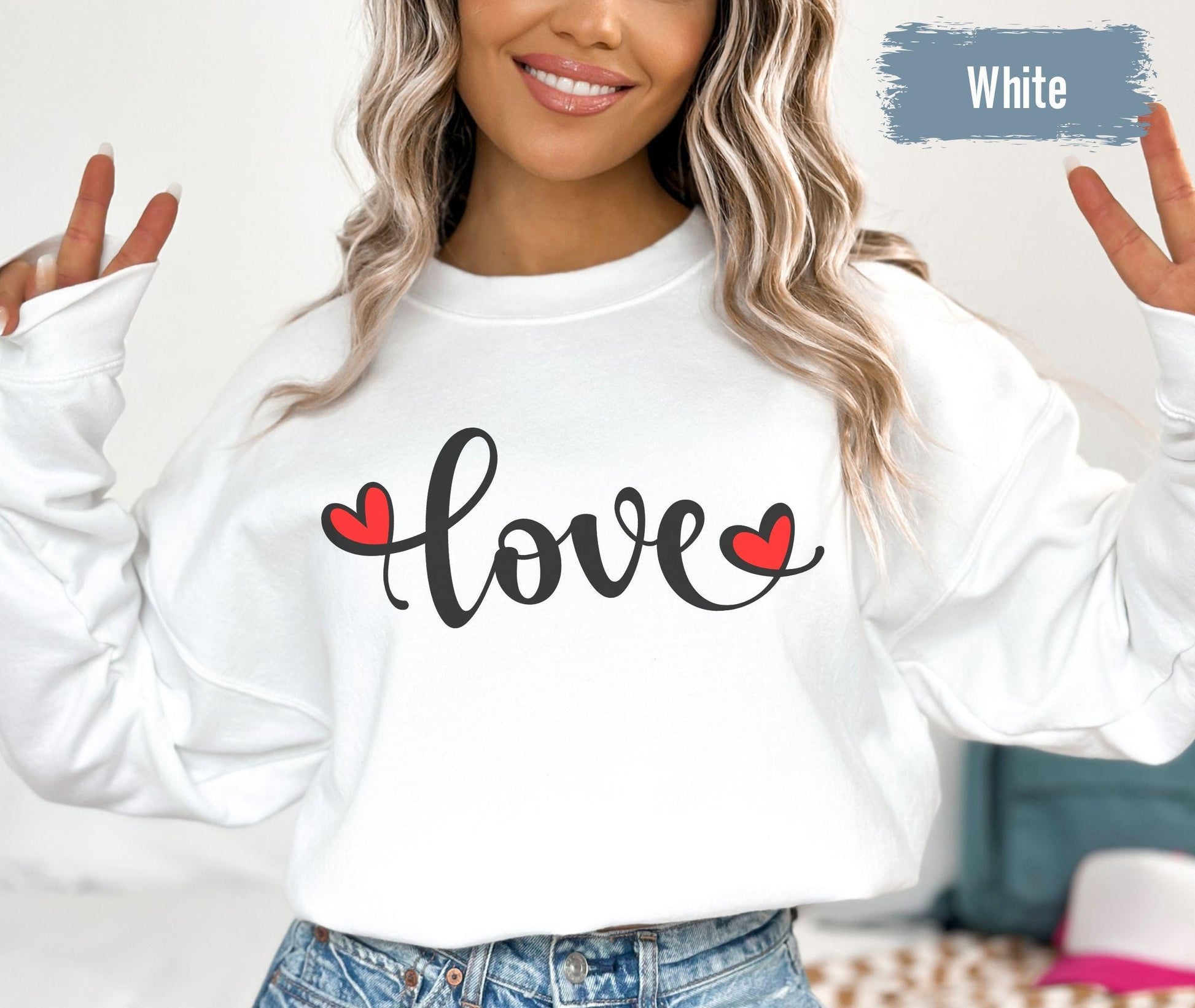 Love Sweatshirt, Heart Hoodie, Valentines Day Sweatshirt, Women's Sweatshirt, Couple Sweatshirt, Gift For Her, Love Tshirts Love You Gifts