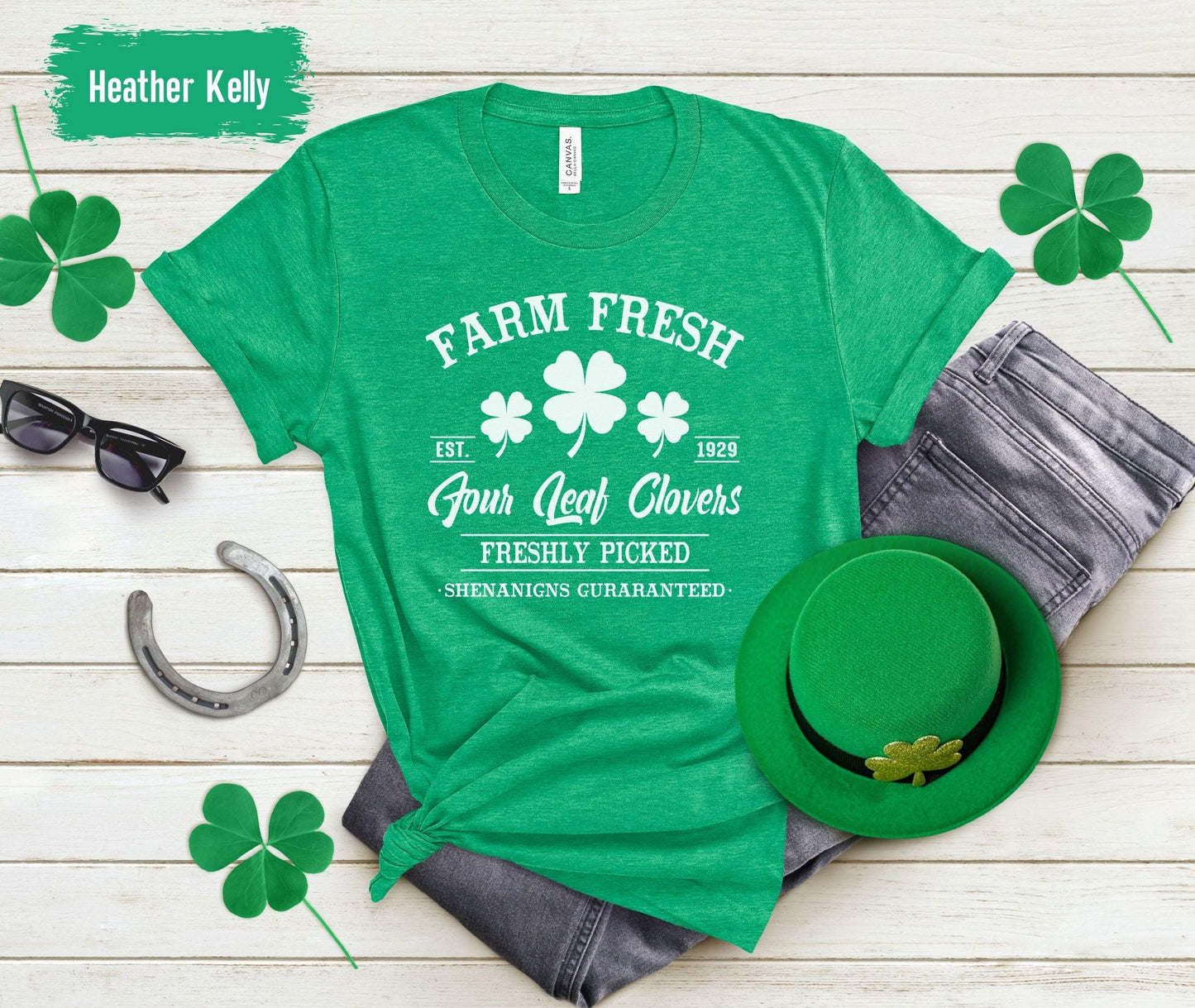 Farm Fresh Four Leaf Clovers Sweatshirt, St Patricks Day Sweater, St Paddys Day Shirt, Shamrock Tee, Saint Patrick's Day Gift, Irish Tshirt