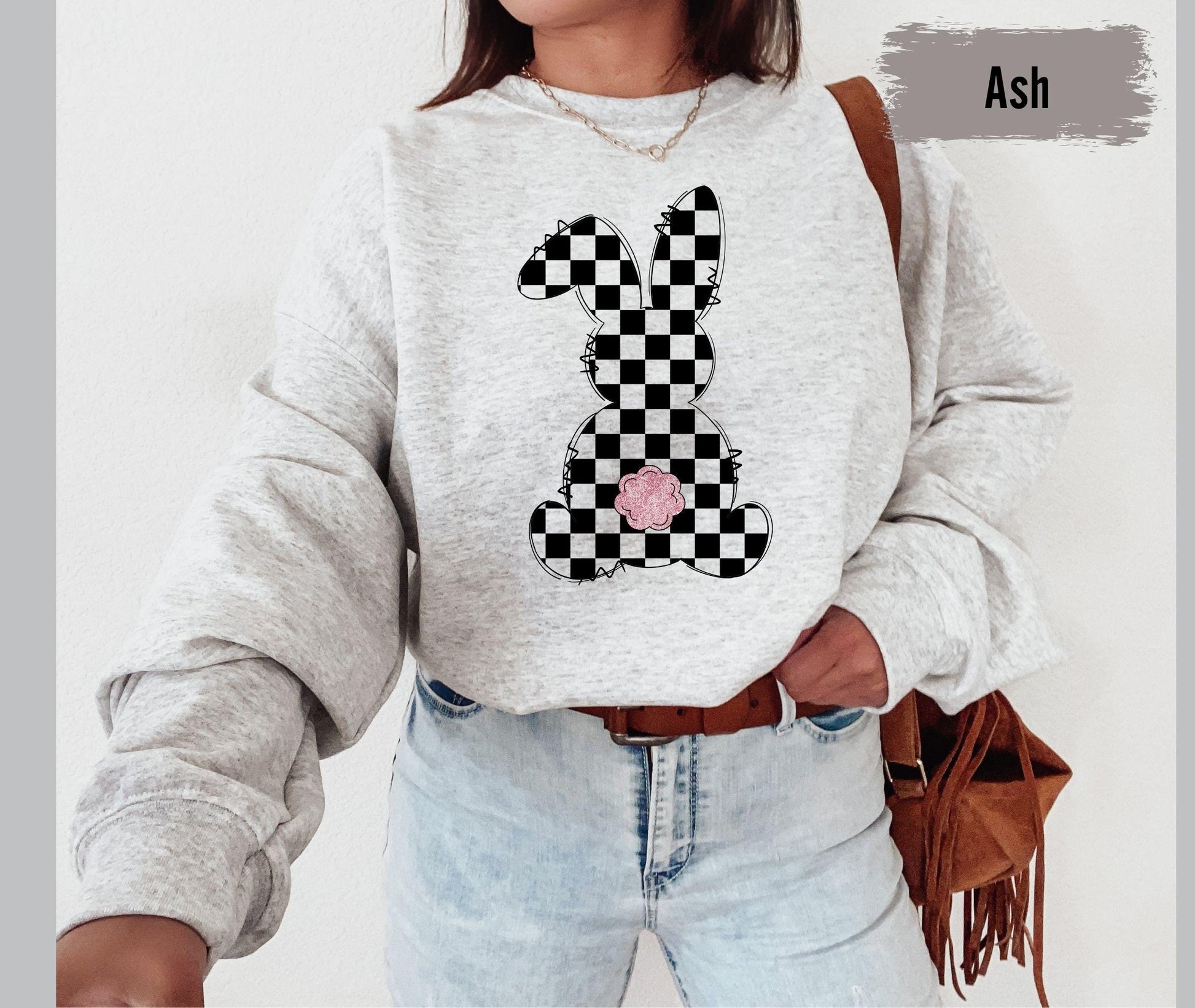 Checkered Easter Bunnies Shirt,Cute Bunny Easter TShirt,Gift For Easter,Happy Easter Shirt,Easter Bunnies Shirt Women,Easter Checkered Tee