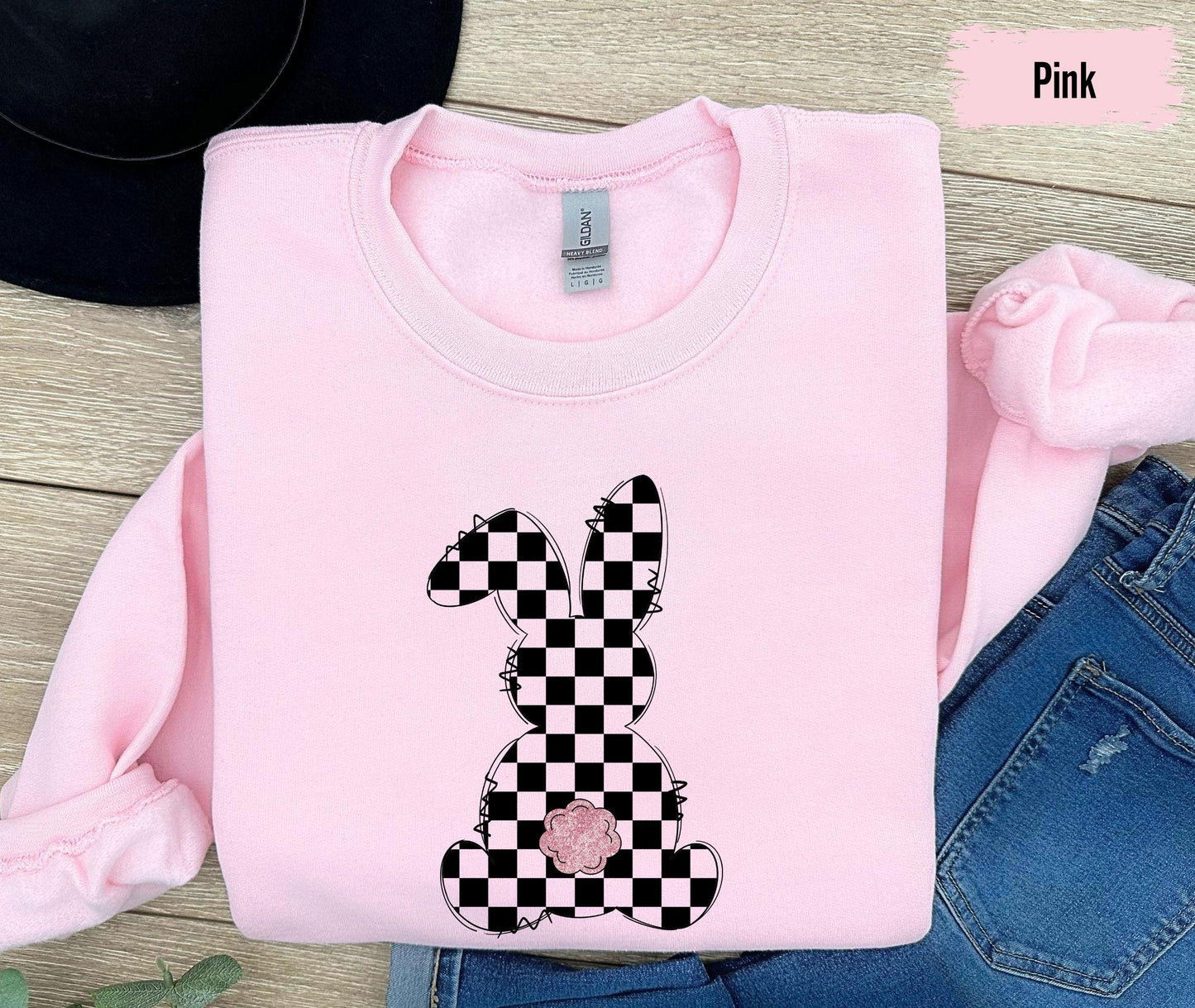 Checkered Easter Bunnies Shirt,Cute Bunny Easter TShirt,Gift For Easter,Happy Easter Shirt,Easter Bunnies Shirt Women,Easter Checkered Tee