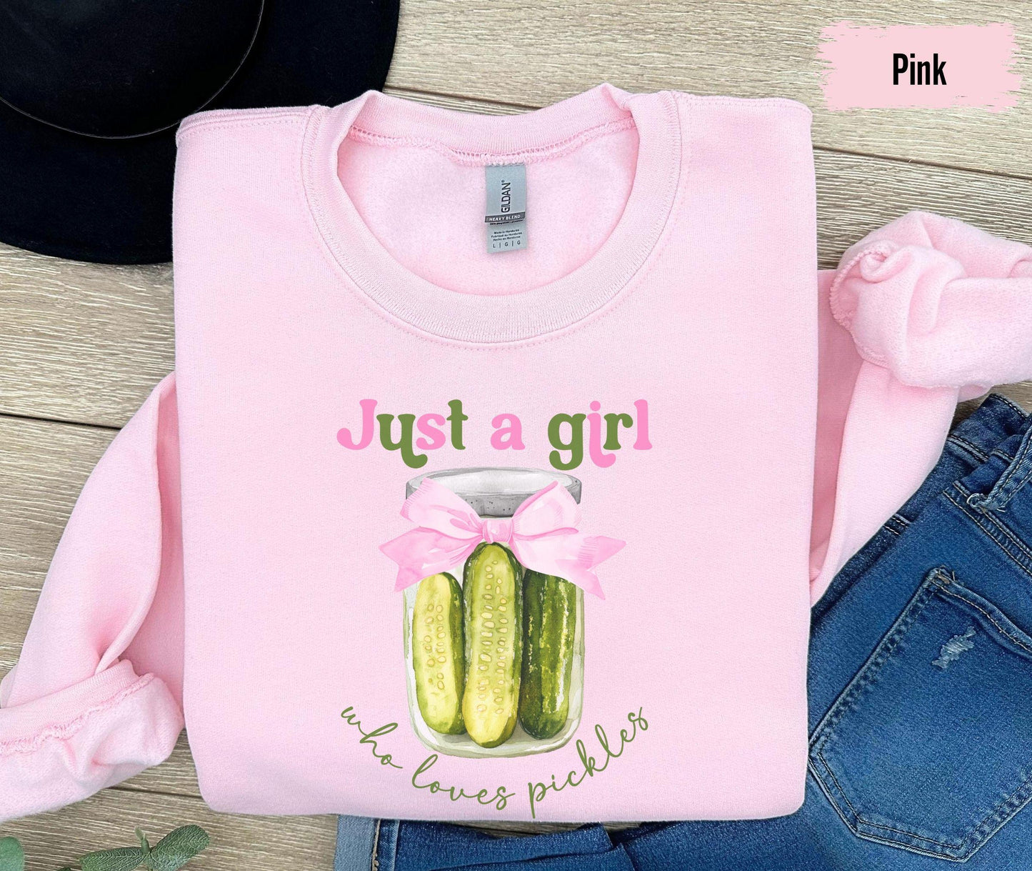 Coquette Just a Girl Who Loves Pickles Shirt, Funny Pickle Sweatshirt,Pickle Lover Gift, Birthday Shirt, Girls Pickle Shirt