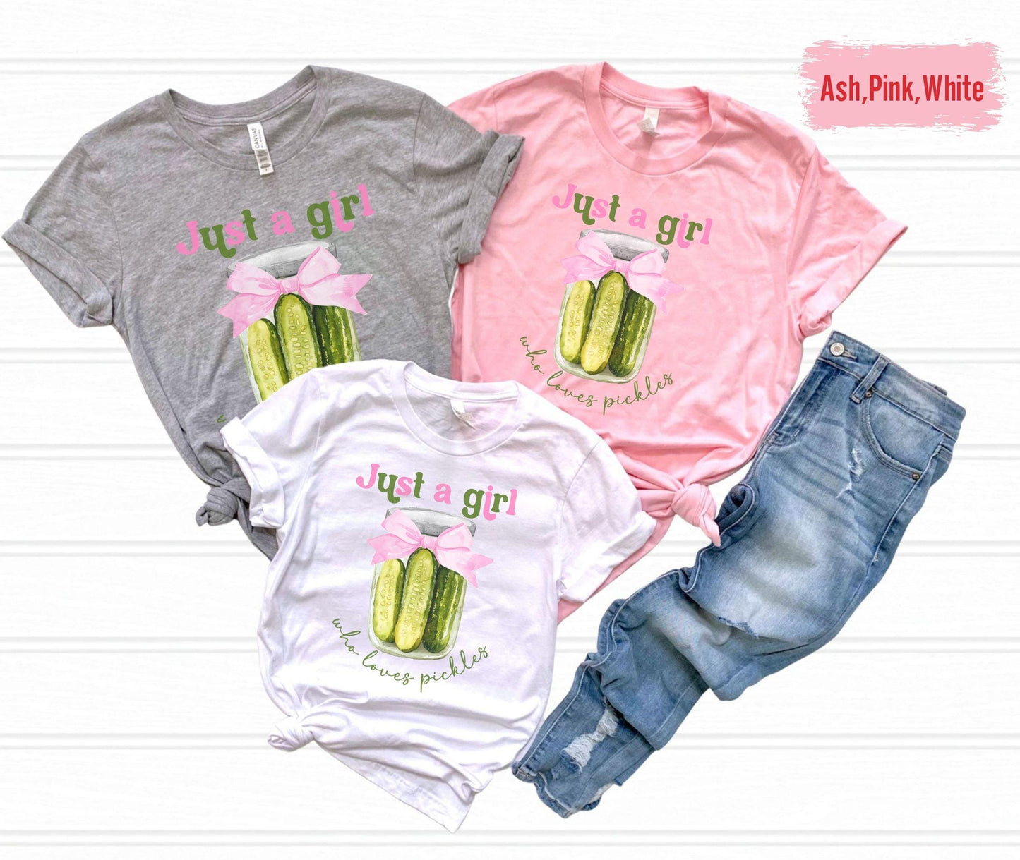 Coquette Just a Girl Who Loves Pickles Shirt, Funny Pickle Sweatshirt,Pickle Lover Gift, Birthday Shirt, Girls Pickle Shirt