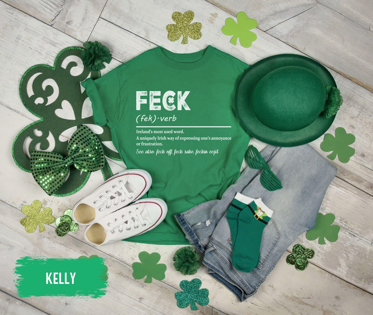 Feck Irish Sweater, Shamrock Sweatshirt, St Patrick's Day Sweater, Irish Sayings T-Shirt, Shamrock Sweatshirt, Leaf Clover Irish Shirt