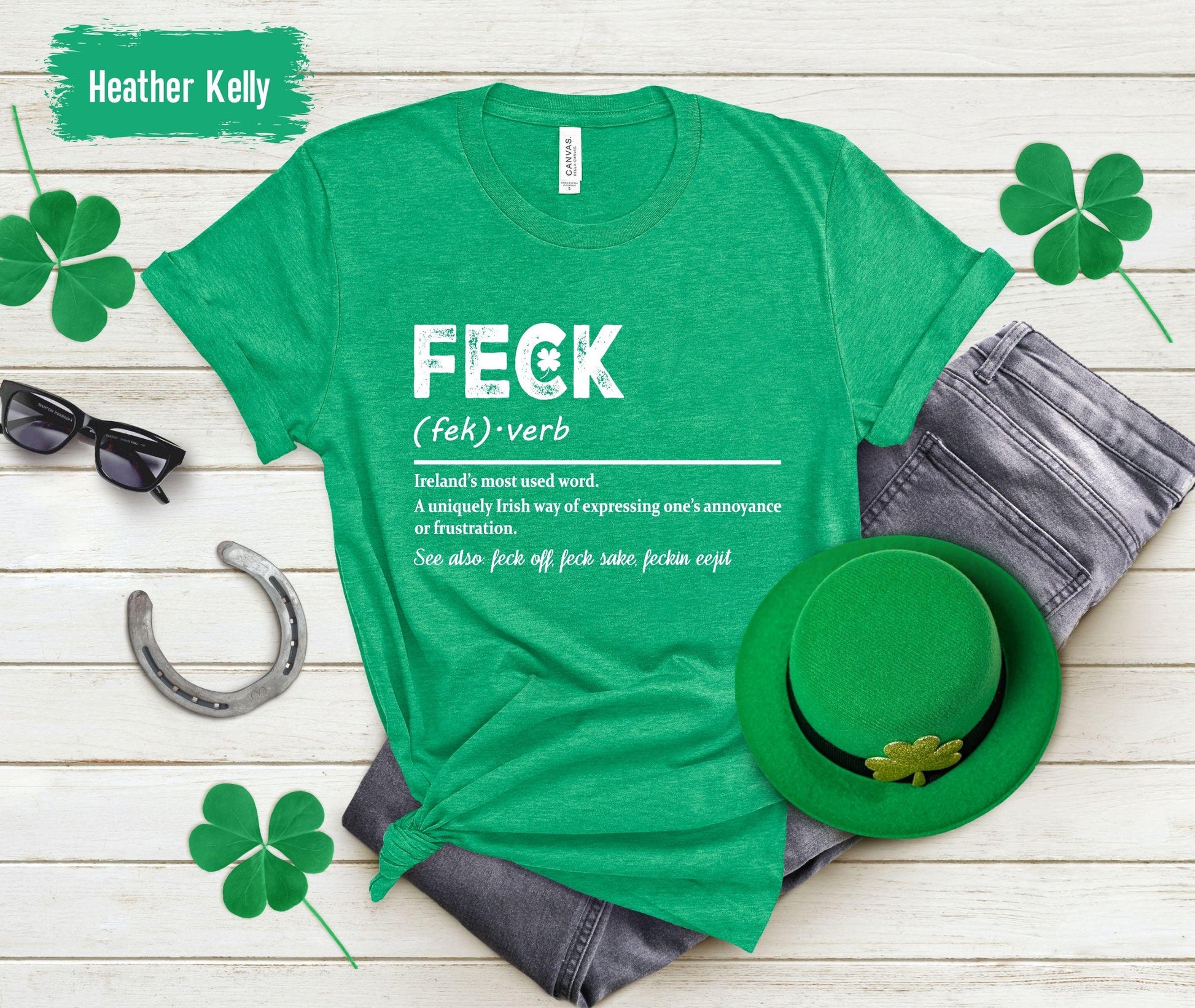 Feck Irish Sweater, Shamrock Sweatshirt, St Patrick's Day Sweater, Irish Sayings T-Shirt, Shamrock Sweatshirt, Leaf Clover Irish Shirt