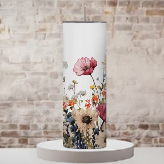 Custom Name Tumbler , Personalized floral name tumbler , gift for her, Wildflower Boho Floral Name tumbler ,Tumbler gift, Floral tumbler