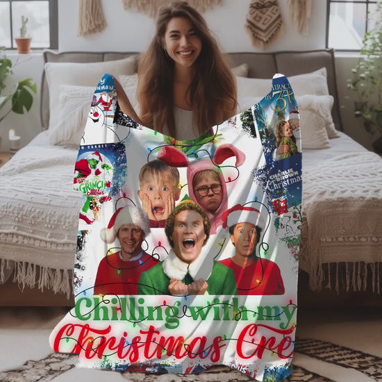 This is My Christmas Movie Watching Blanket, Blue Throw Personalized Gift Blankets with Name, Comfort blanket, Warm Cozy Blankets