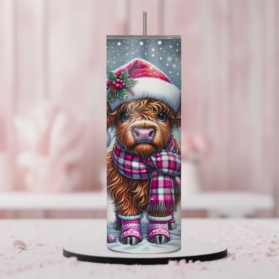 20oz Christmas Highland Cow Tumbler, Christmas Cow Tumbler, Highland Cow Christmas Tumbler, 20oz Christmas Cow Tumbler, Cow Tumbler